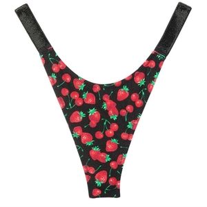 New Victoria's Secret Swim thong Bikini bottoms Small Cherry print sold out